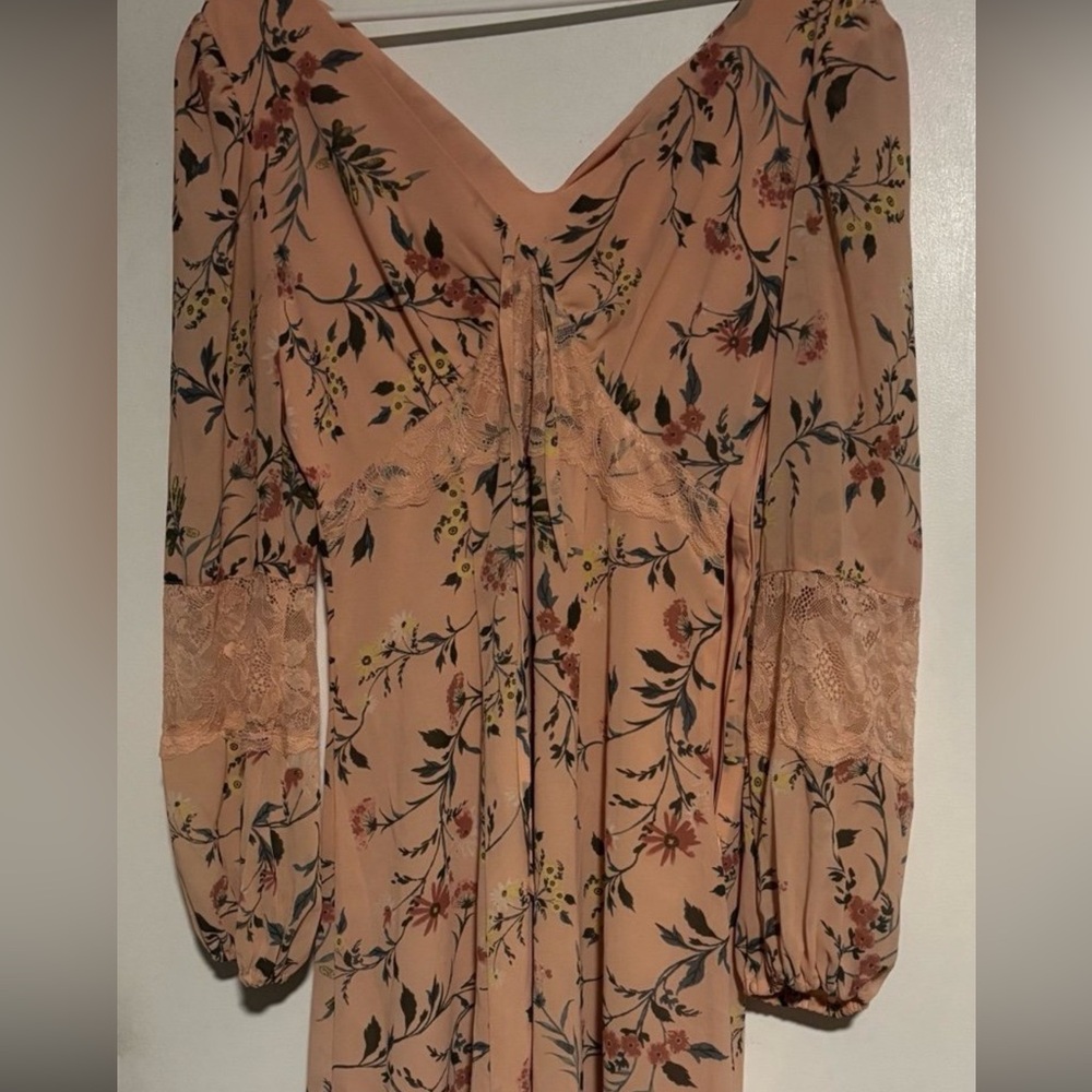 Floral Peach Long Sleeve Dress
